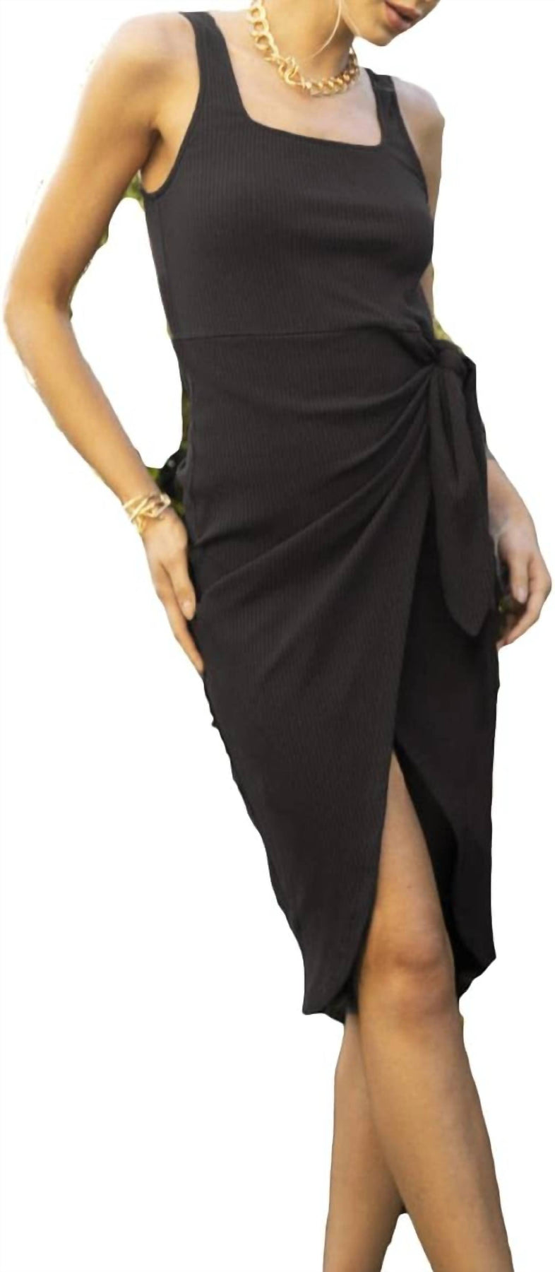 Shawna Seite Tie Kleid in Schwarz