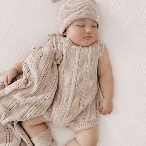 Luna + Luca Cable Strick Sommerromper – Heide beige