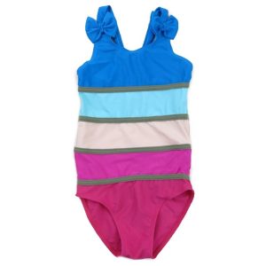 Kleine Mädchen Mehrfarbig Color Regenbogen Streifen One Piece Badeanzug 2T-7