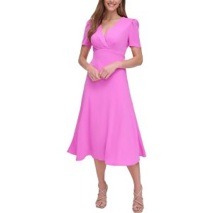 Empire Kleid faux wickeln oben Midikleid