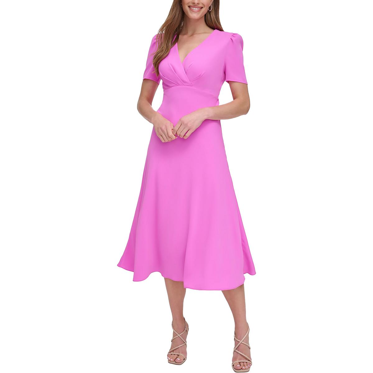 Reich Kleid Imitat Wrap Top Midi Kleid
