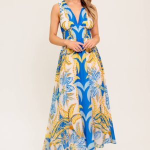 Weich MEADOW Blau gewebt MIDI Kleid