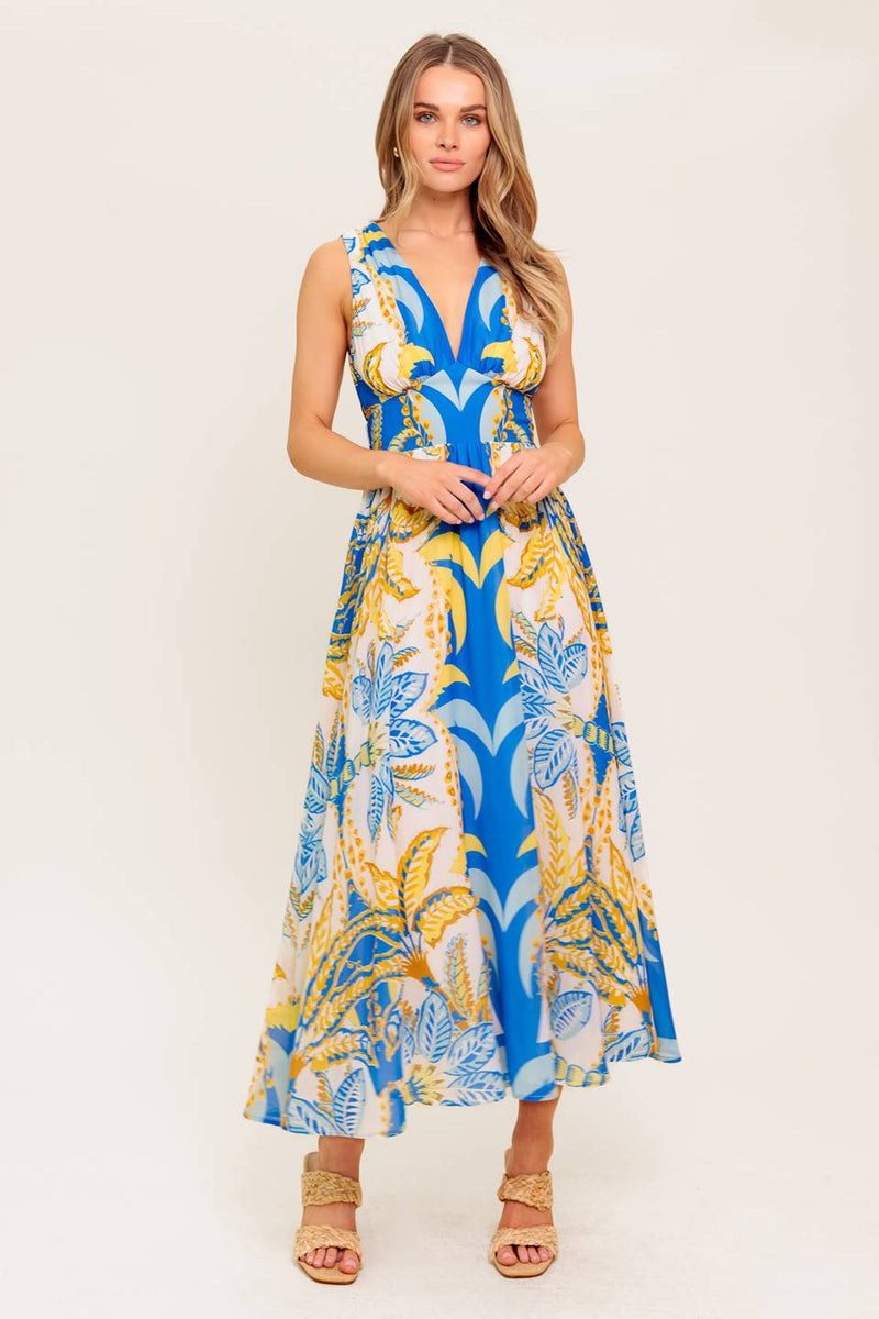 Weich MEADOW Blau gewebt MIDI Kleid