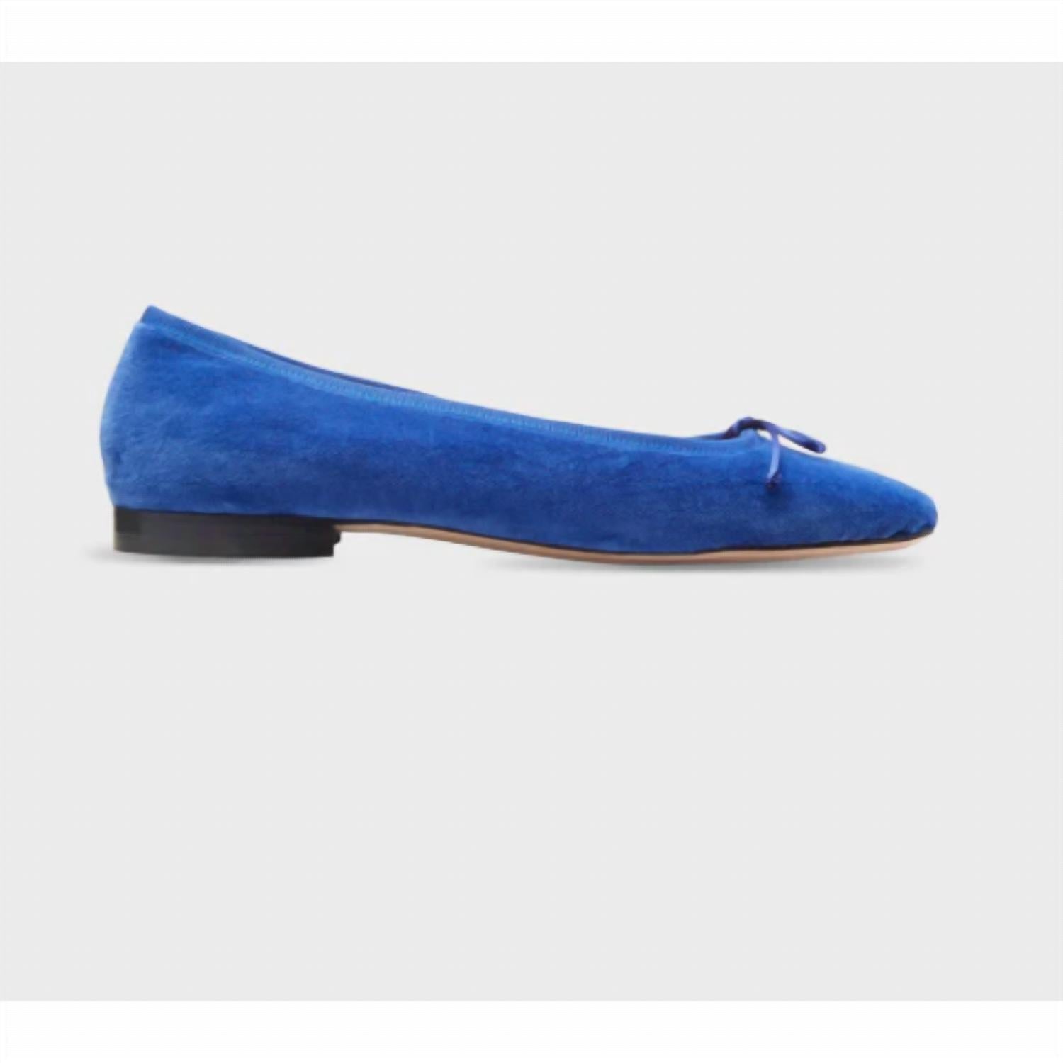 Damen quadratisch Toe Velvet Ballettschuh in Blau