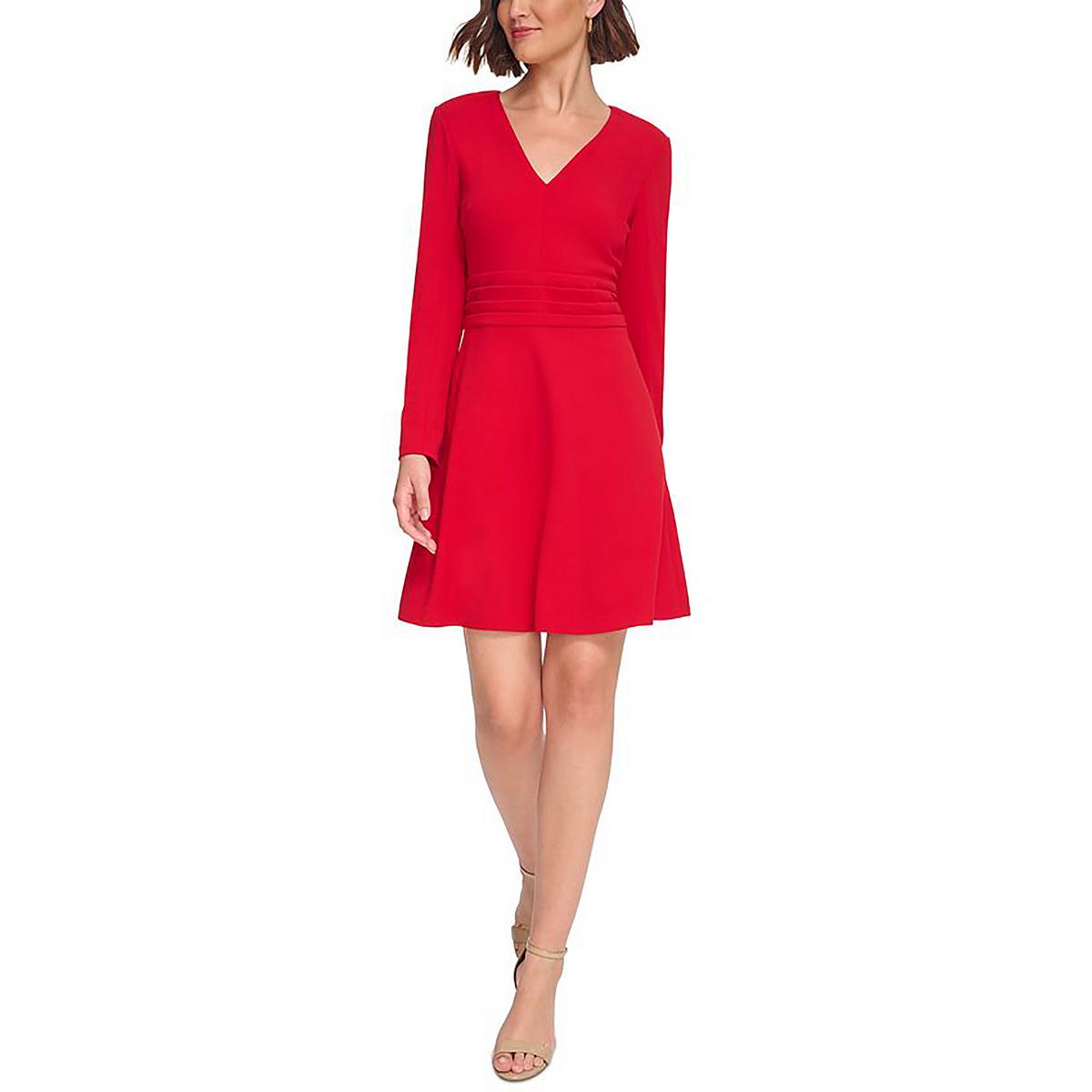 V-Ausschnitt über Knie Minikleid