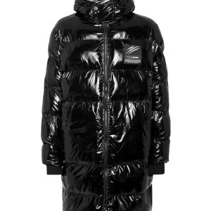 lange Nylonpuffer Jacke