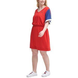 Plus Colorblock kurzes T-Shirt Kleid