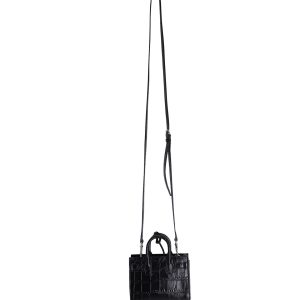 Saint Laurent Toy Sac de Jour Crocodile Umhängetasche aus schwarzem Leder