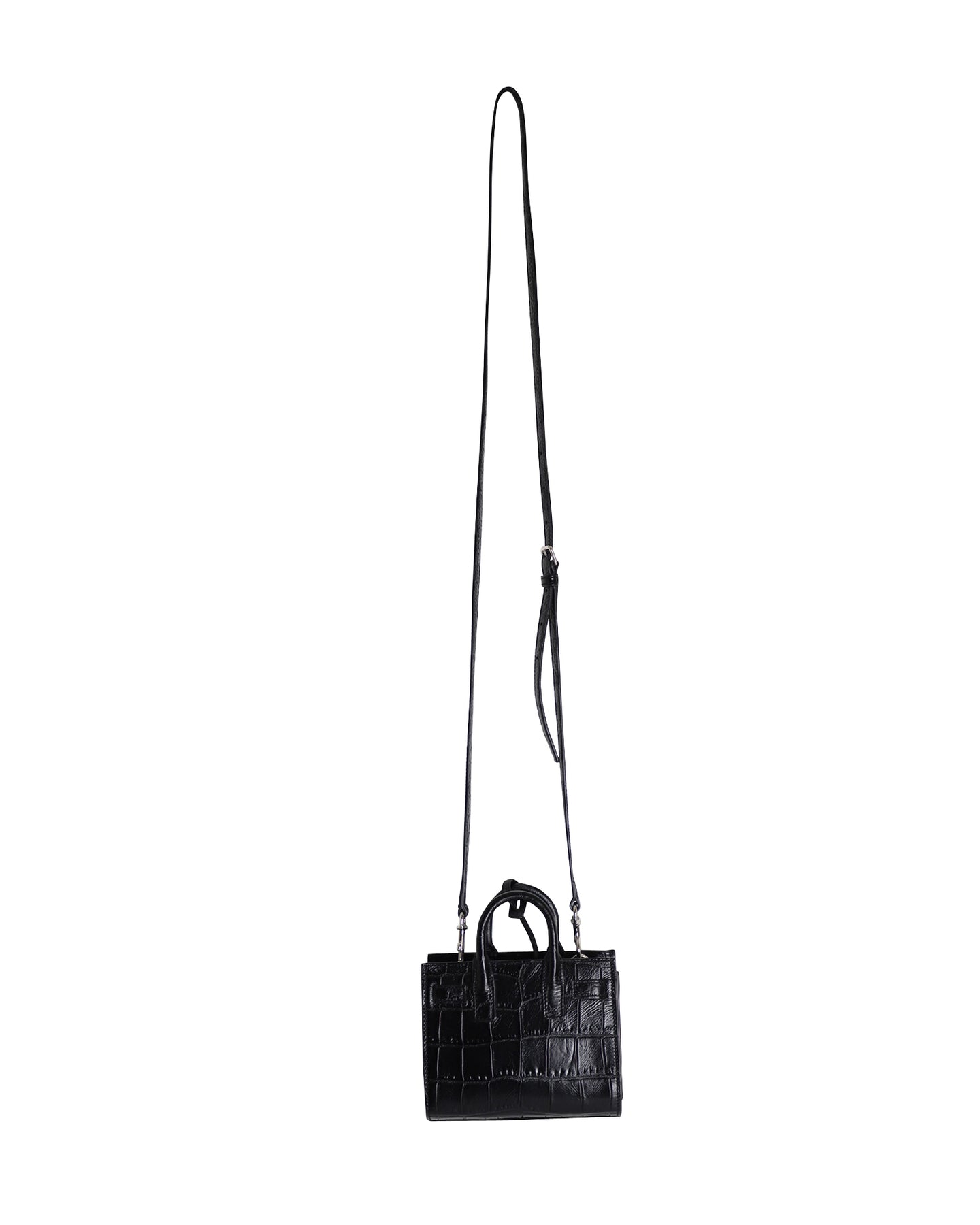 Saint Laurent Toy Sac de Jour Crocodile Umhängetasche aus schwarzem Leder