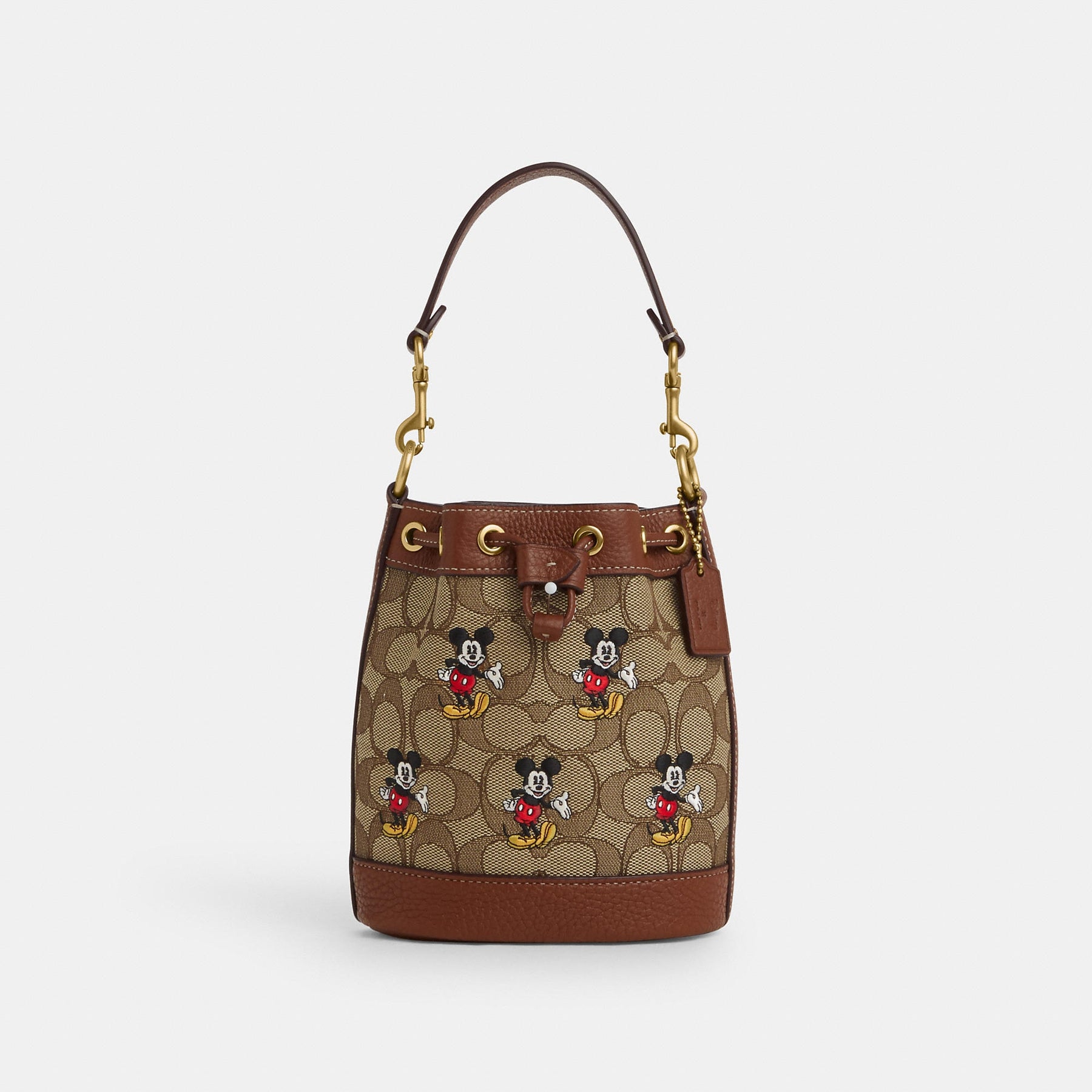 Coach Outlet Disney X Coach Mini Dempsey Bucket Tasche im Signature Jacquard mit Mickey Mouse Muster