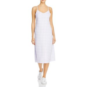 Check Print Midi Slip Kleid