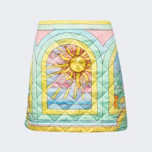 Art Deco gesteppte gebogene Saum Minirock