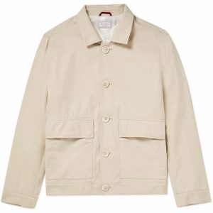 Brunello Cucinelli Neu Herren Beige Leichte Oberbekleidung Jacke