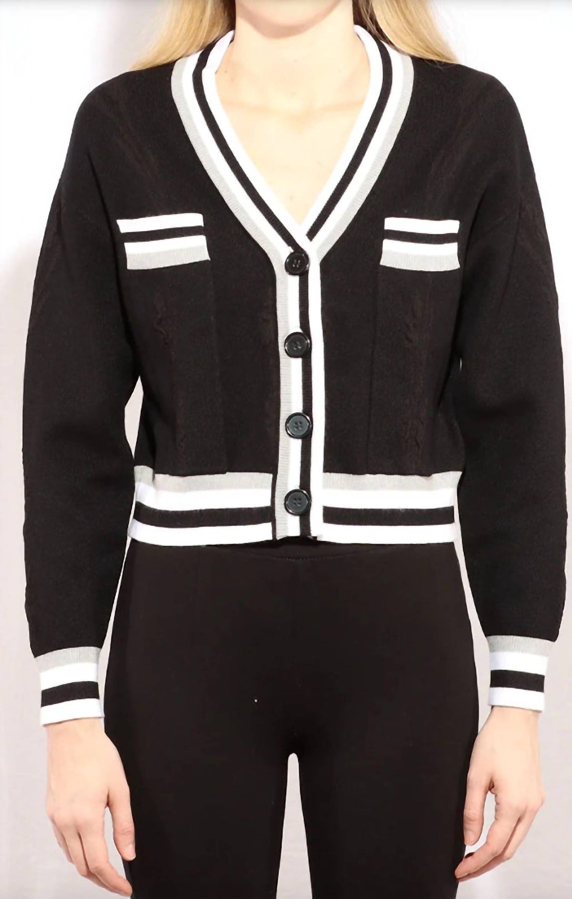 Varsity – Strickjacke in Schwarz