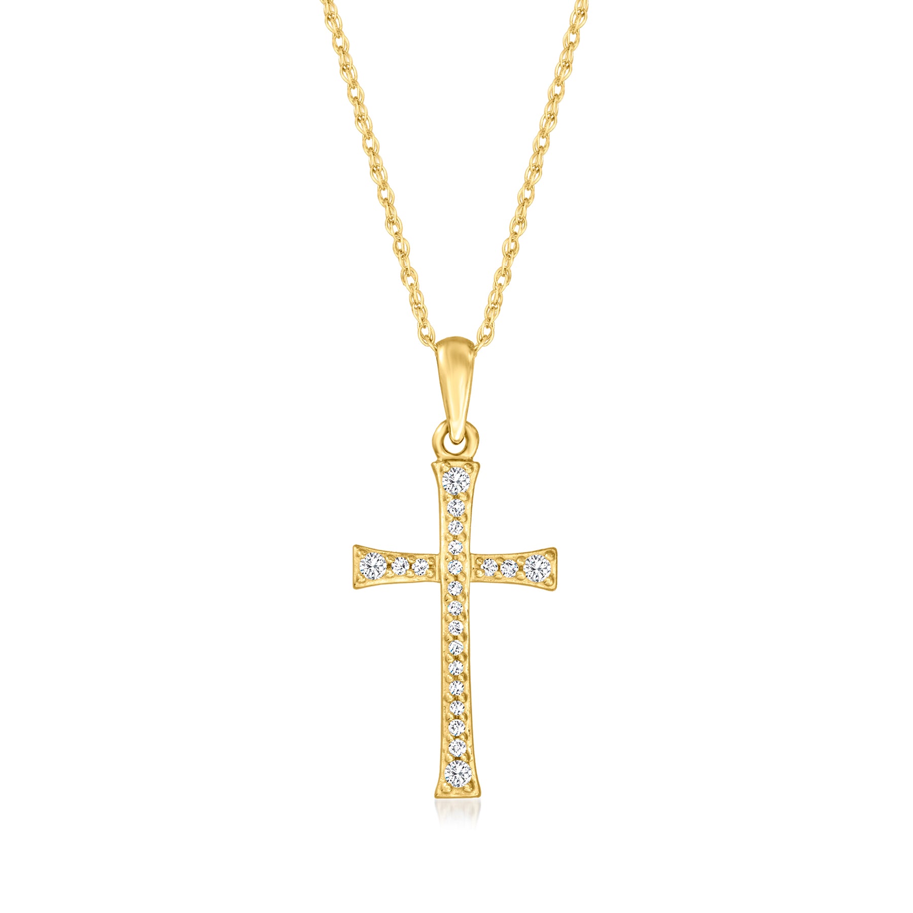 RS Pure Von Ross-Simons Diamant Kreuz Anhänger Halskette in 14kt Gelbgold