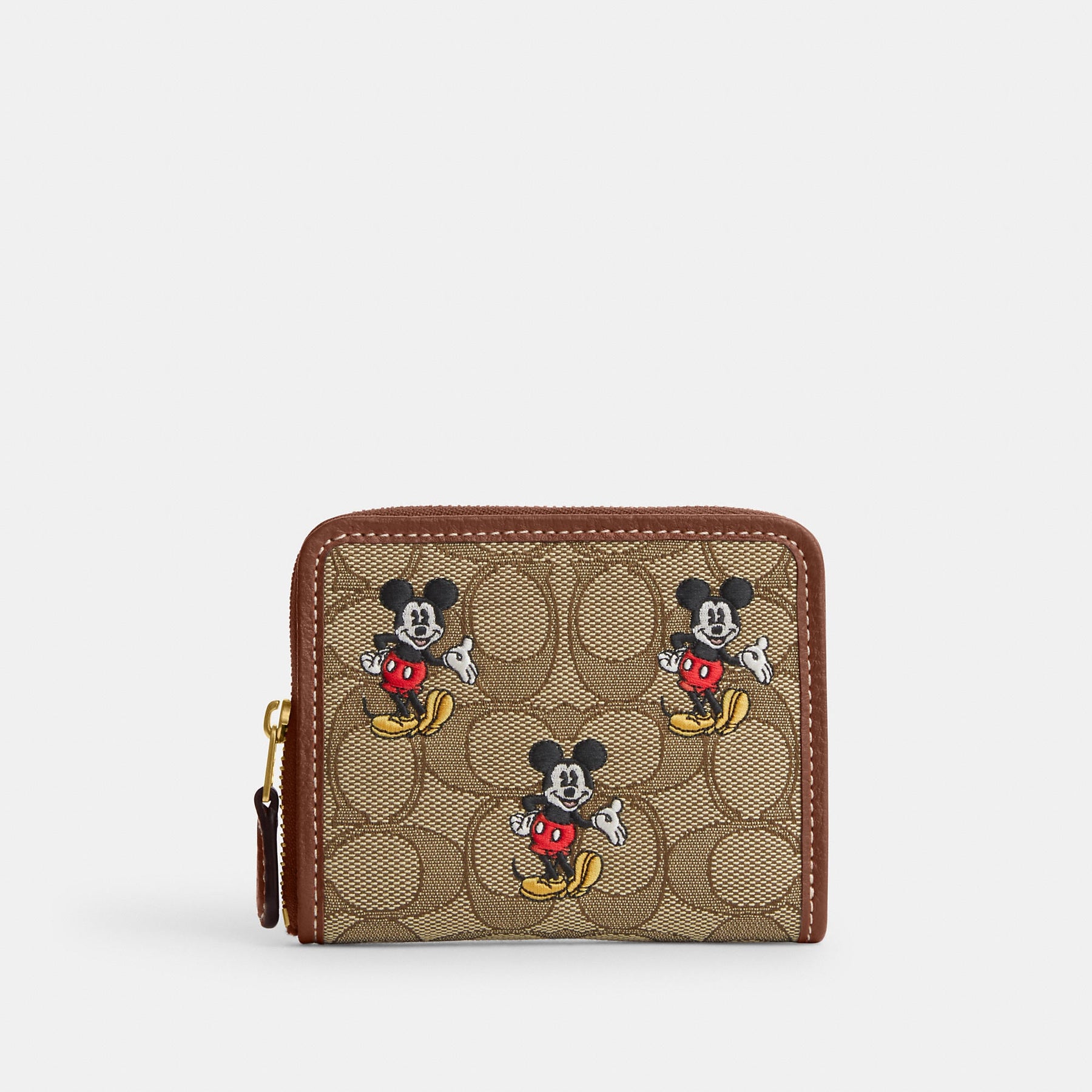 Coach Outlet Disney X Coach Kleine Brieftasche mit Reißverschluss im Signature Jacquard mit Mickey Mouse Muster