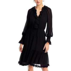 Collin über Knie Mini-Kleid gekräuselt