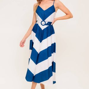 RADIANT HEART Marine gewebt Midikleid