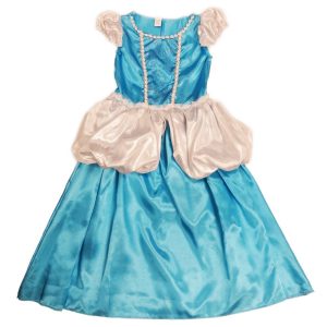 Blau-weißes glitzerndes Scroll-Kleid für Mädchen, S-L (4–12)