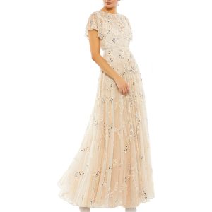 Embellished Perlen Abendkleid