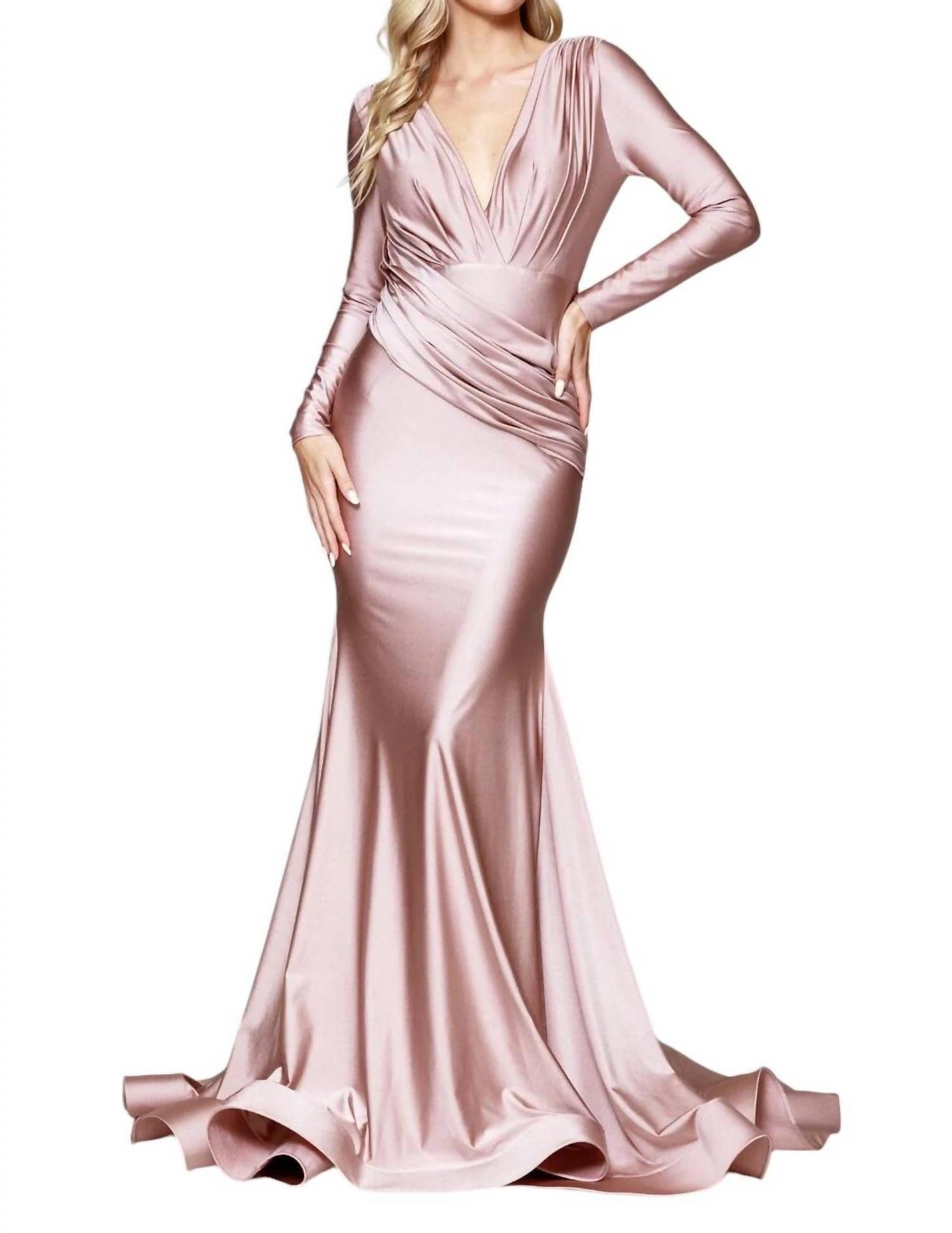 Körpernah Langarm Lycrakleid in dusty Rose