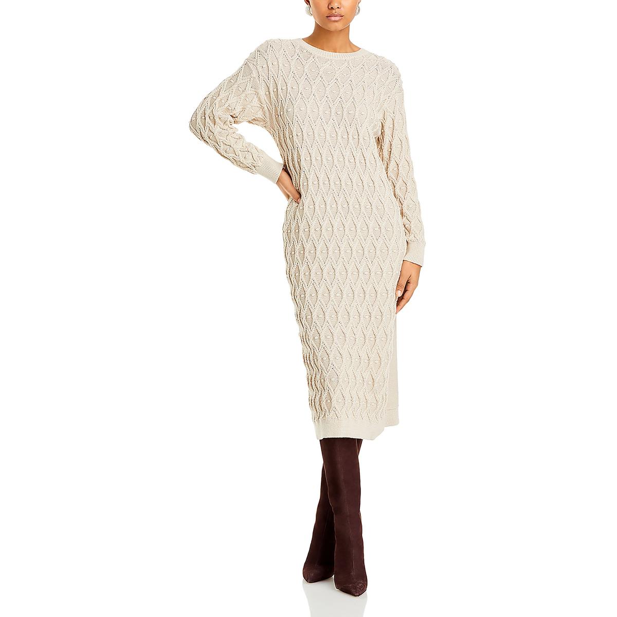 Rubin texturierte Midi Sweaterkleid
