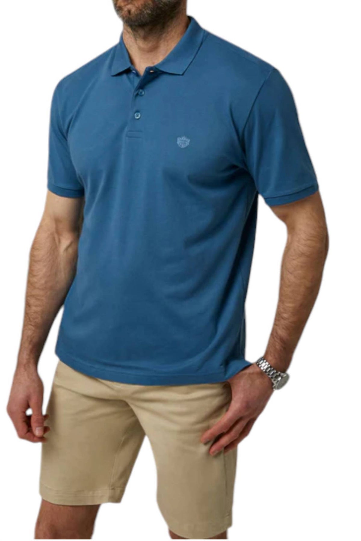 Fritton Pique Polo in mid blue