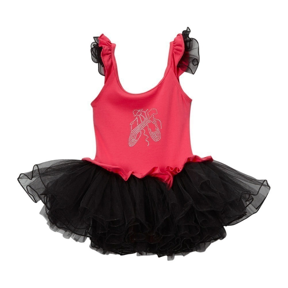 Mädchen heißen rosa schwarzen Ballett Slipper Rüschen geschwungenen Leotard 12M-10