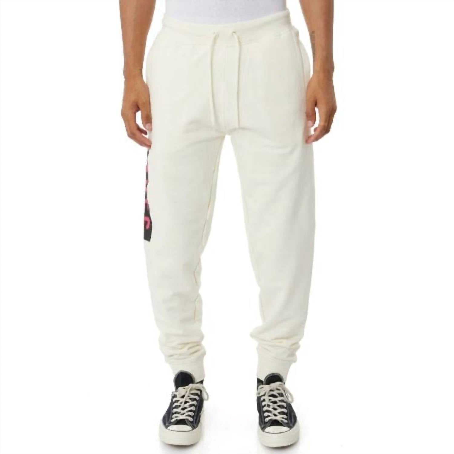Herren Authentische Maggotty Sweatpants in Creme/blau-schwarz/rosa