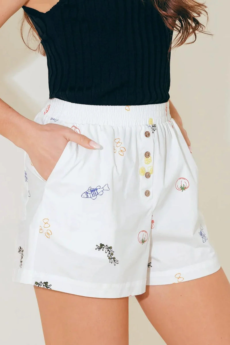 NACH STUNDEN Weiß WOCHEN Shorts