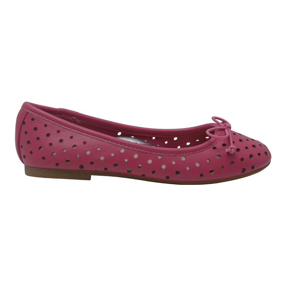 Mädchen Fuchsia Perforierte Bogen Ballett Trendy Flats 11-4 Kinder