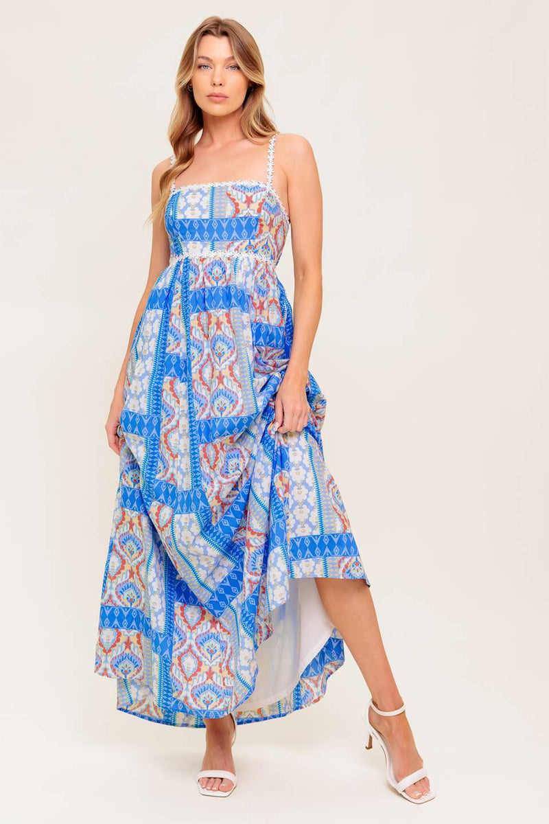 LASTING MAGIC Blau gewebt MAXI KLEIDUNG