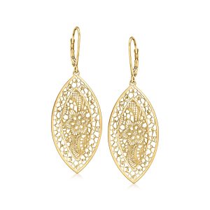 Ross-Simons Italienische 18kt Gelbgold filigrane Tropfen Ohrringe