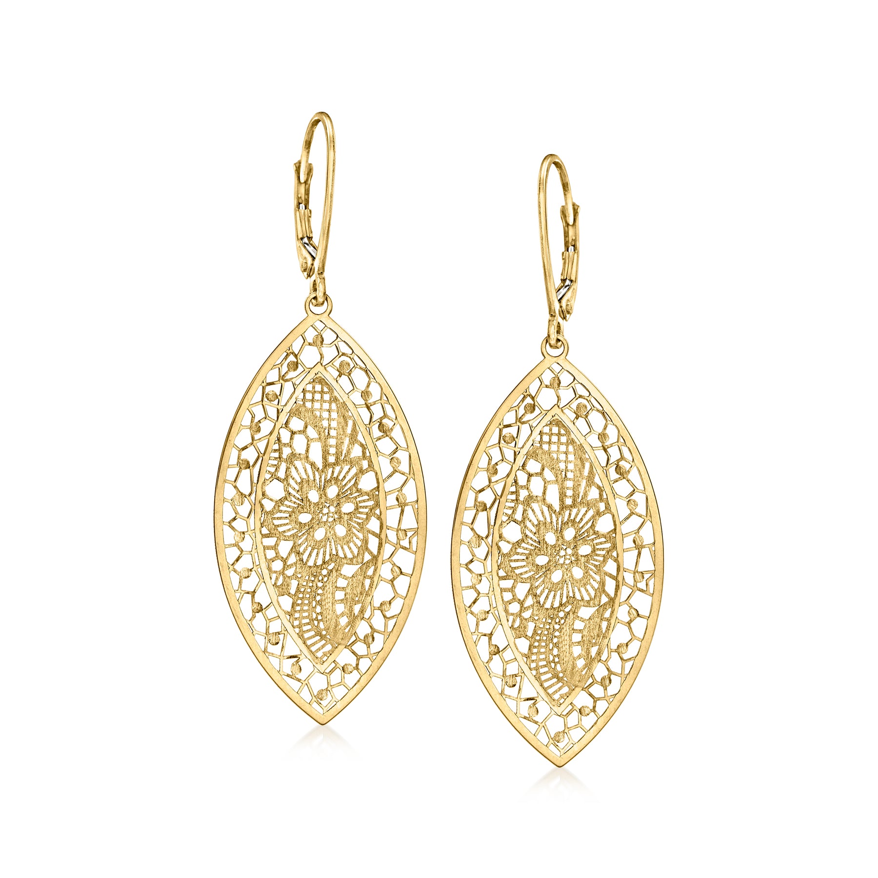 Ross-Simons Italienische 18kt Gelbgold filigrane Tropfen Ohrringe