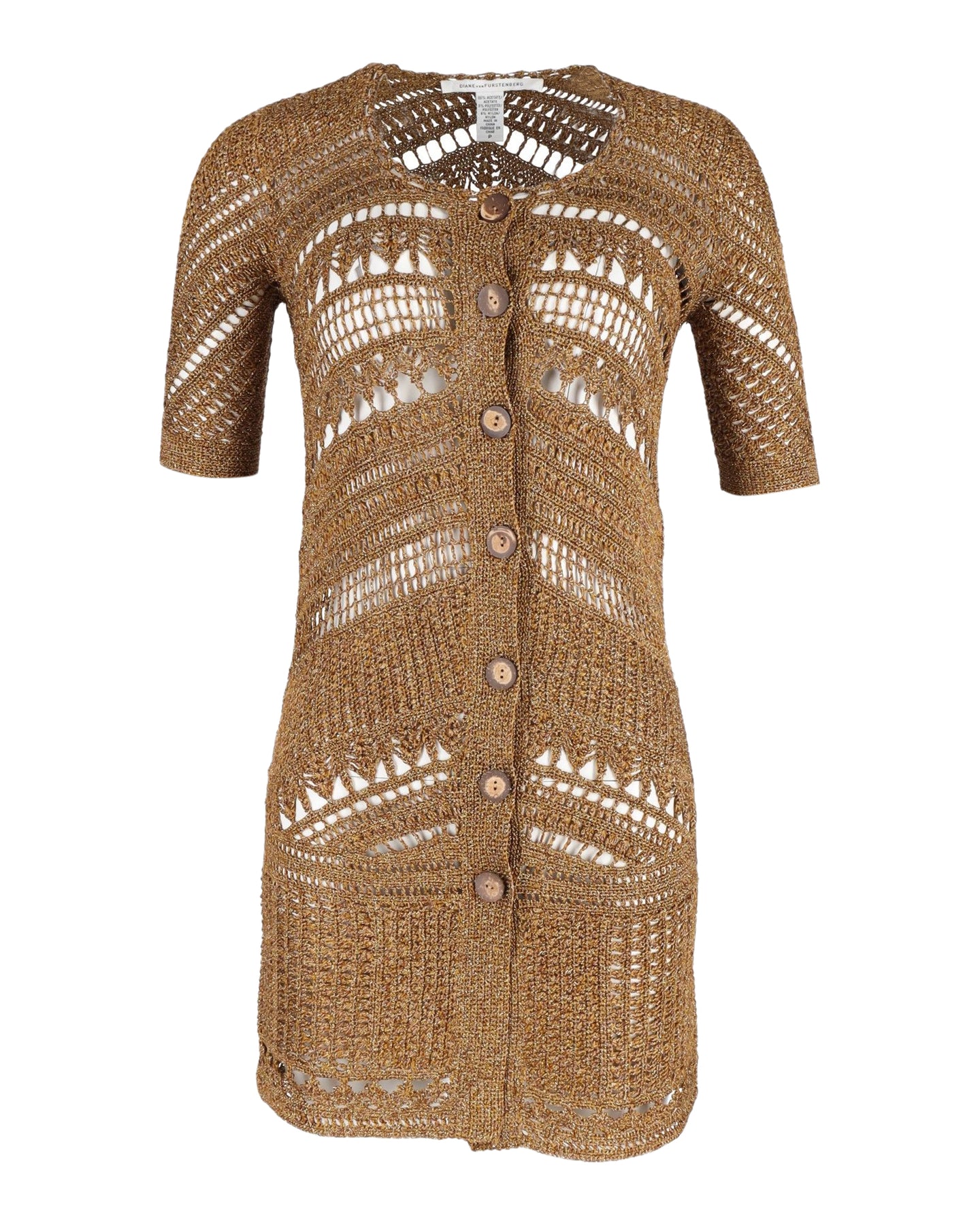Diane Von Furstenberg Liu Kalani – Strickjacke aus Acetat in Gold