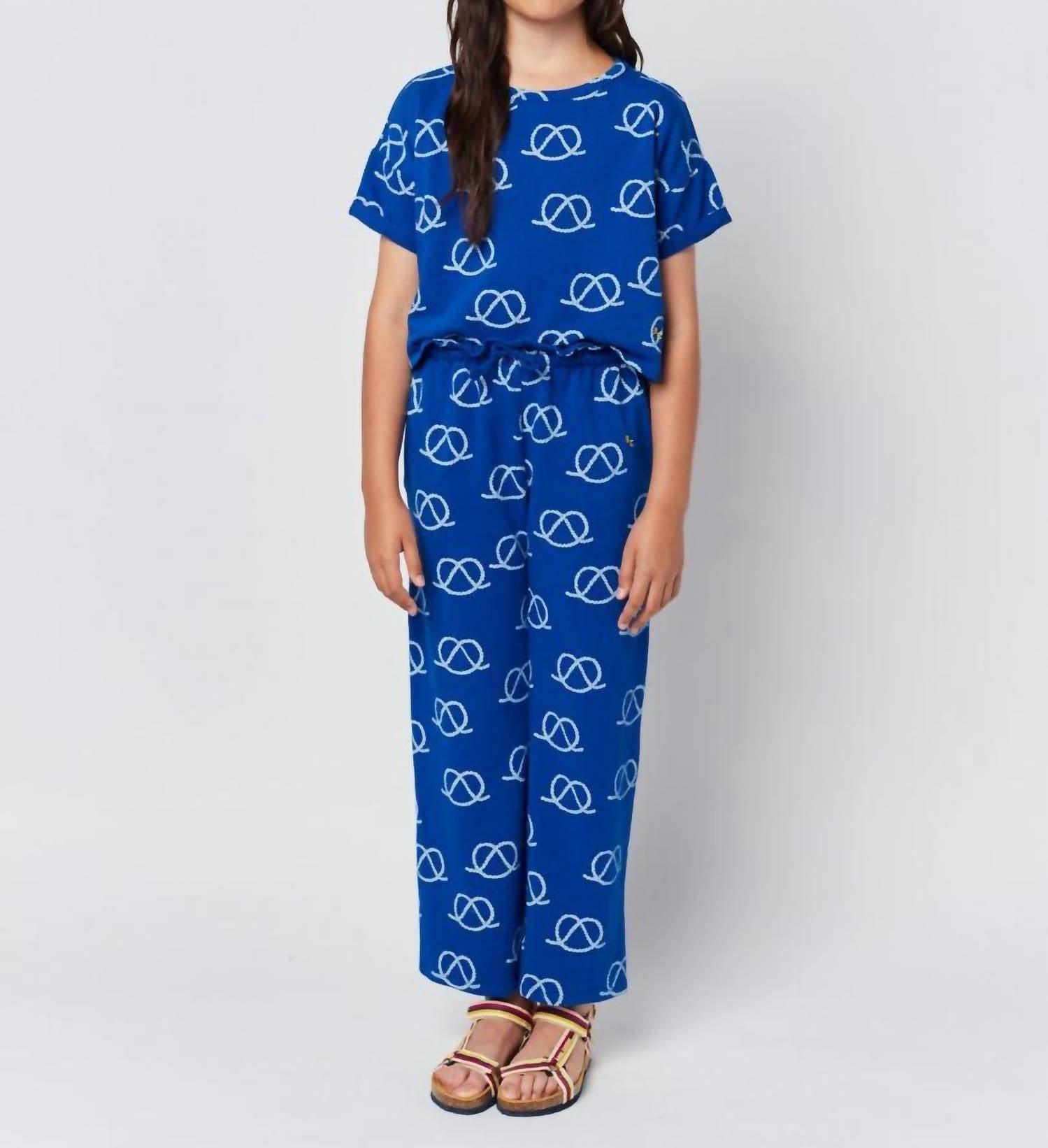 Sail Rope Allover Kurzarm-Sweatshirt in Blau