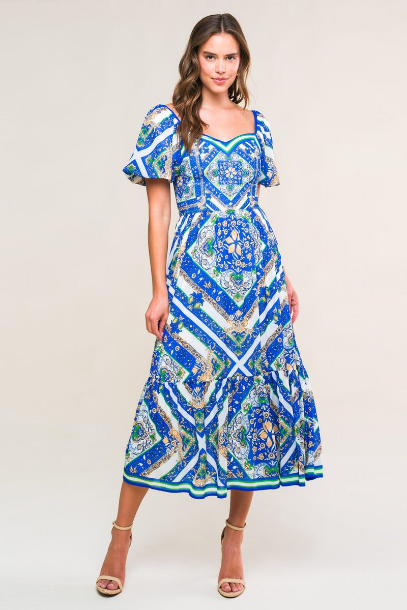 PALM FRÜHLINGE BLOSSOMS gewebt MIDI Kleid