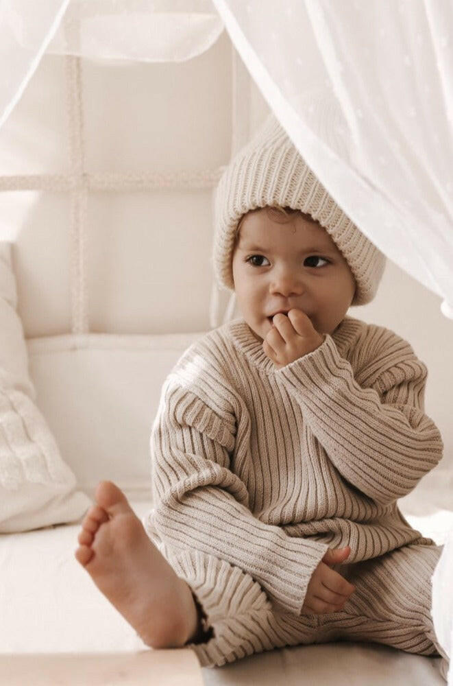 Grob Rib Pullover – Beige