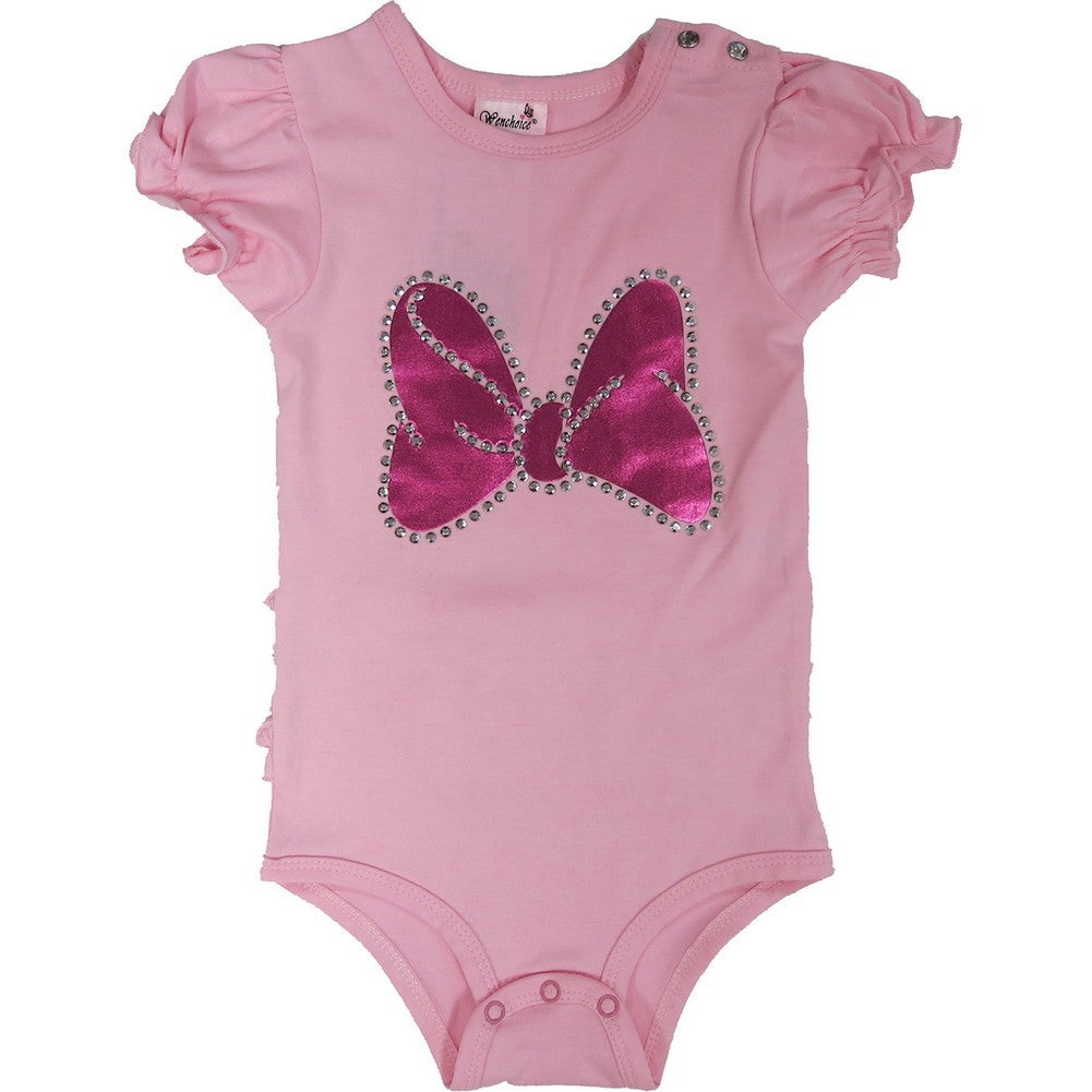 Baby Mädchen Rosa Minnie Bow Rüschen Besatz Body S (0-6M)-L (18-36M)