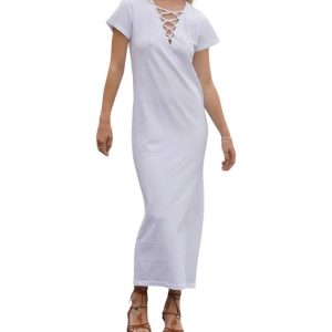 Bel Air Lace Up Kleid in weiß 7748968349756
