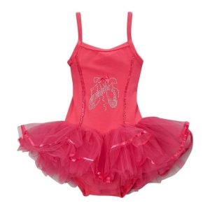 Mädchen heiß rosa Ballett Slipper Rocked Tanzleotard 12M-10