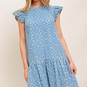 CUPCAKE SMILE gewebte Lochstickerei Babydoll Kleid