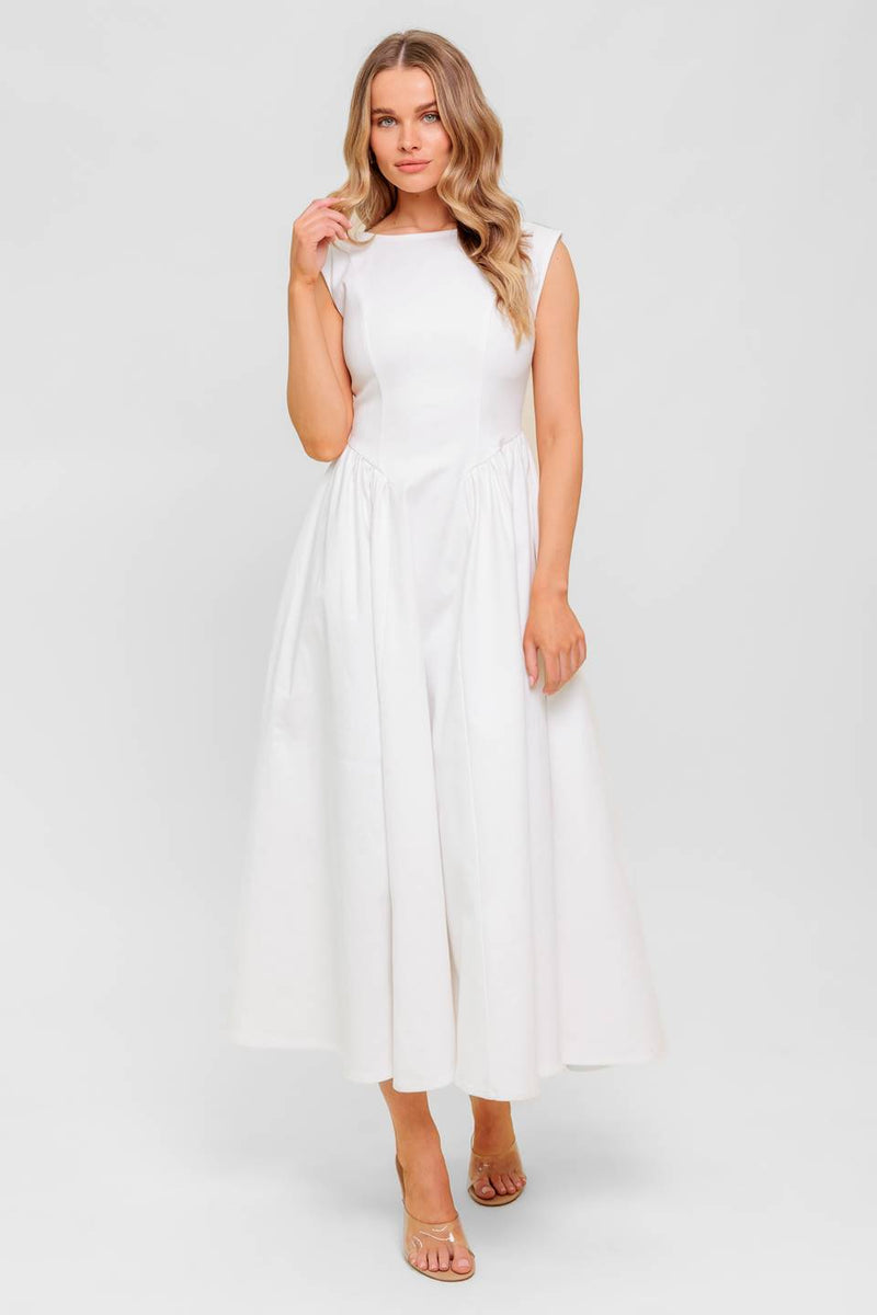 KANDLE VINE Weiß Denim gewebt MIDI Kleid