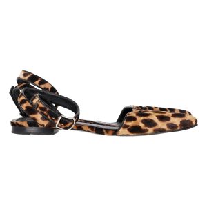 Alexander Wang Lara Leopard-Muster Knöchel-Wrap d'Orsay Flats in Braunes Kalbshaar