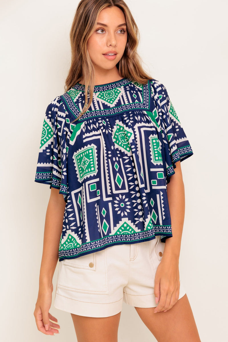 TILE ESCAPE EMBROIDED gewebt TOP