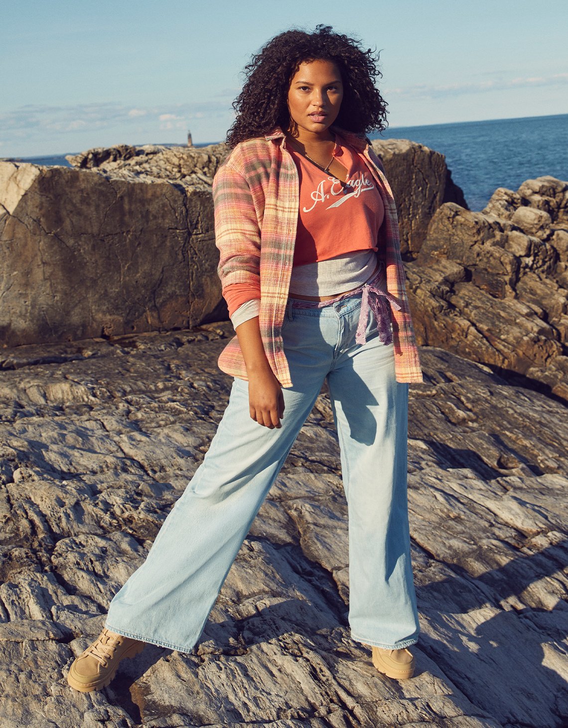 AE niedriger Bund Baggy Weithals-Jeans