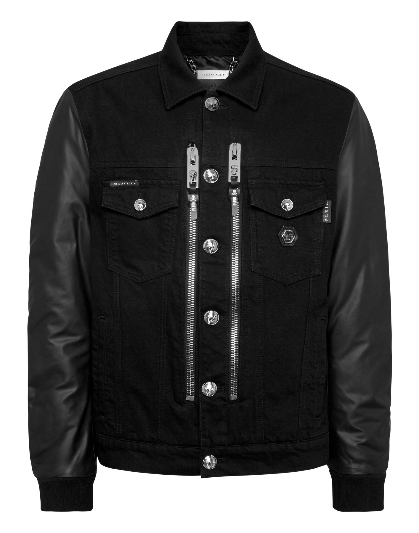 Denim Regular Jacke mit Nylonärmeln Hexagon