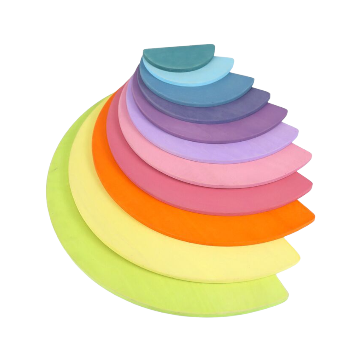 11 Stk große hölzerne Regenbogen Stapeln Halbkreise Bauplatten in Pastell / Macaron Farben eingestellt