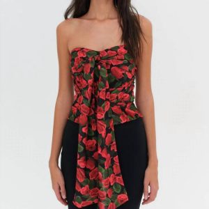 Abby Strapless Top in rot Blumen
