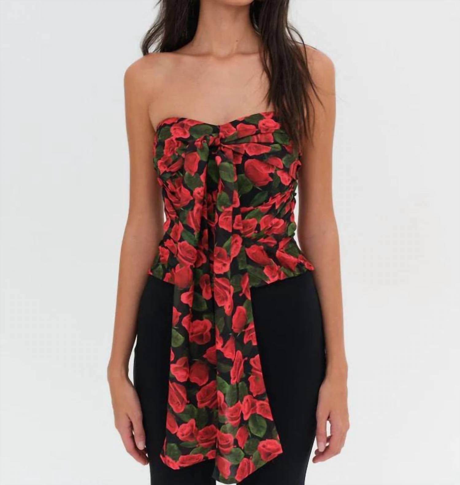 Abby Strapless Top in rot Blumen